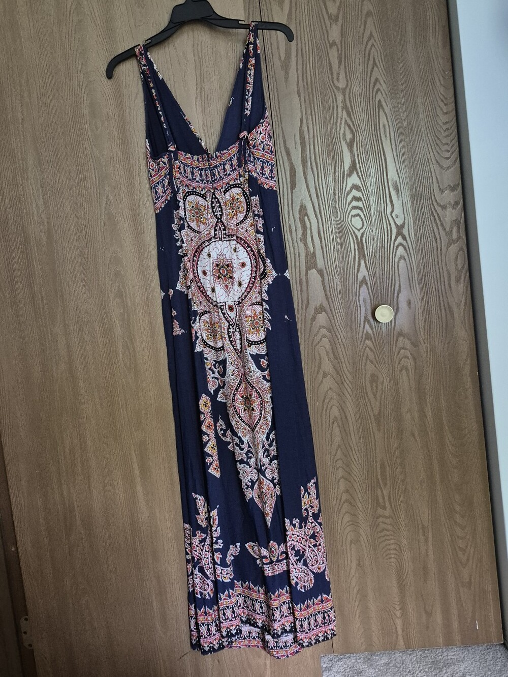 Angie Navy Blue Paisley Medallion Maxi Boho Rayon Dress Small - Picture 5 of 9